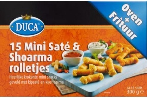 duca mini sate en shoarma rolletjes