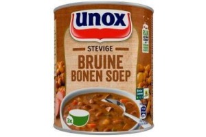 unox soep in blik stevige bruine bonensoep