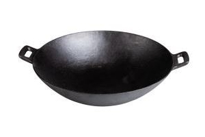 gietijzeren wok met 2 handvatten