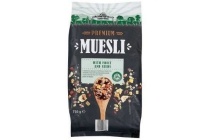 premium muesli with fruit and seeds