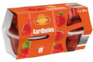 rode vruchten cups aardbeien 4x120 g