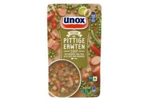 unox soep in zak pittige erwtensoep