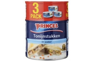 princes tonijnstukken in water 3 pack van 145 gram per stuk