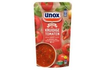 unox kruidige tomatensoep in zak