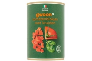 g woon tomatenblokjes met kruiden