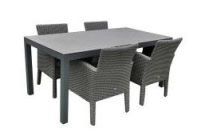 tafel wicker 180x90 spraystone glas