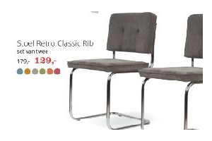 2 stoelen retro classic rib