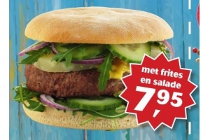 zomerburger menu met frites en salade