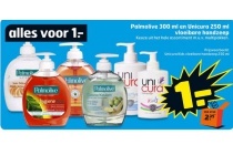 palmolive 300 ml en unicura 250 ml handzeep