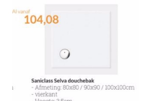 saniclass selva douchebak vierkant