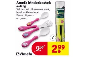 achterlijk persoon inval leraar Amefa kinderbestek 4-delig voor €2,99 - Beste.nl