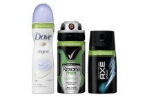 dove axe en rexona deodorant