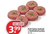 plus duitse biefstuk of biefstuktartaartjes