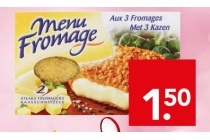 menu fromage kaasschnitzels