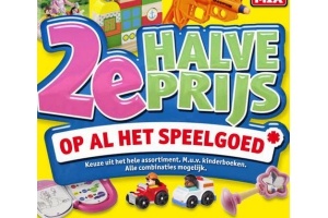 2e halve prijs op al het speelgoed