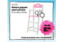 houten poppenstoel wit roze