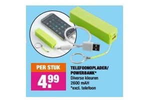 telefoonoplader powerbank