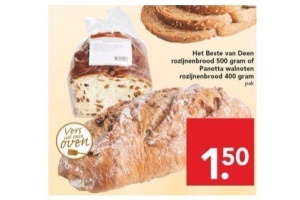 het beste van deen rozijnenbrood 500 gram of panotta walnoten rozijnenbrood 400 gram