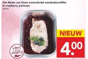 het beste van deen ovenschotel eendenborstfilet in cranberry portsaus