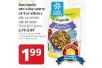 bonduelle wereldgroente of borrelbites