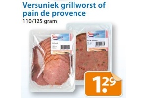 versuniek grillworst of pain de provence