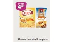 alle quaker cruesli of complete 2 pakken voor en euro 4 49