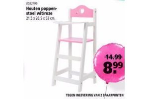 houten poppenstoel wit roze