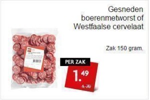 gesneden boerenmetworst of westfaalse cervelaat