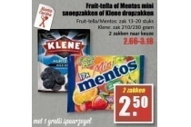 fruit tella of mentos mini snoepzakken of klene dropzakken