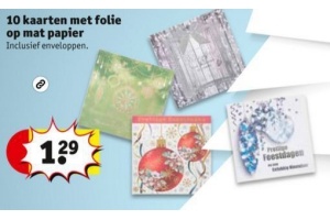 10 kaarten met folie op mat papier