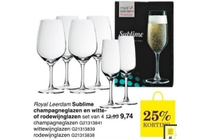 royal leerdam sublime champagneglazen en witte of rodewijnglazen