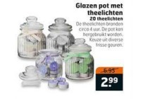 glazen pot met theelichten