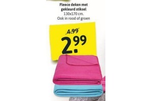 fleece deken met gekleurd stiksel