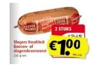 slagers kwaliteit boeren of slagersleverworst