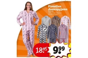 flanellen damespyjama