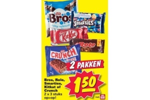 bros rolo smarties kitkat of crunch