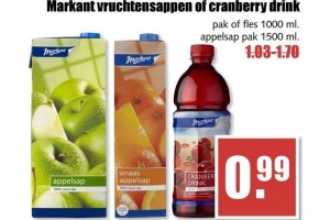 markant vruchtensappen of cranberry drink