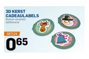 3d kerst cadeaulabels set van 24