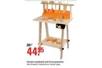 houten werkbank met 32 accessoires