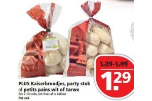 plus kaiserbroodjes party stok of petits pains wit of tarwe