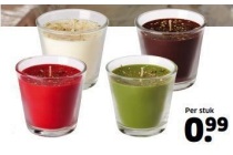 geurkaars in glas met glitter