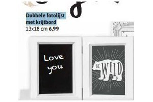 dubbele fotolijst met krijtbord 13x18cm