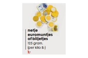 netje euromuntjes of biljetjes