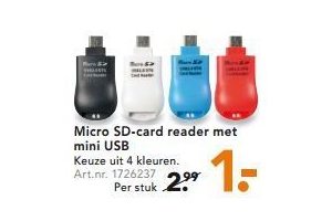 micro sd card reader met mini usb