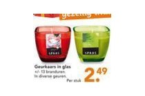 geurkaars in glas per stuk en euro 2 49