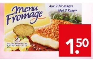 menu fromage kaasschnitzels