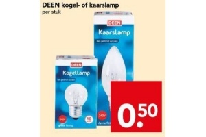 deen kogel of kaarslamp voor en euro 0 50