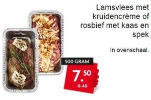 lamsvlees met kruidencr en egrave me of rosbief met kaas en spek
