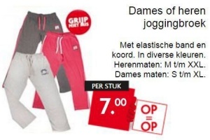 dames of heren joggingbroek