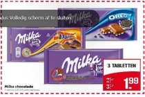 milka chocolade 3 tabletten voor en euro 1 99